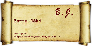 Barta Jákó névjegykártya